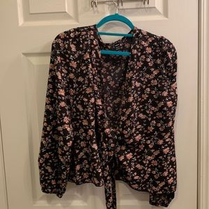 floral printed belted blouse